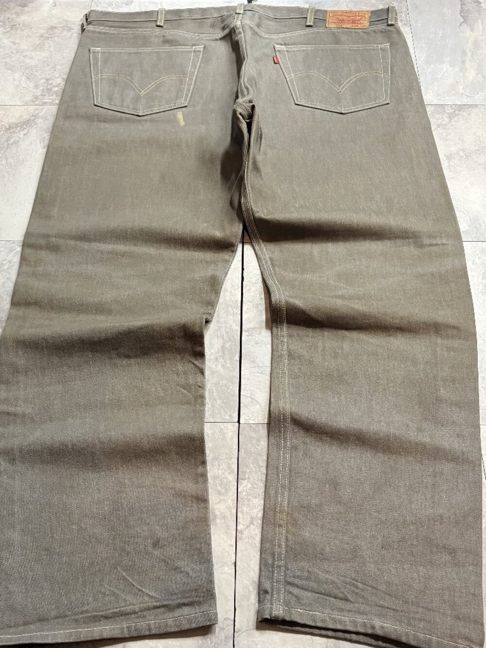 Levi's 501 Jeans Men's 44x32 Sage Green Gray Baggy Button Fly Y2K